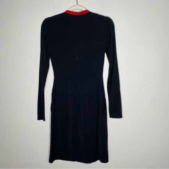 EMPORIO ARMANI Black Wool Blend Mini Dress with Red Collar - Size 4 - Picture 10 of 12